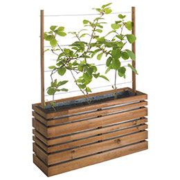 Wood and metal planter with trellis LIGN Z